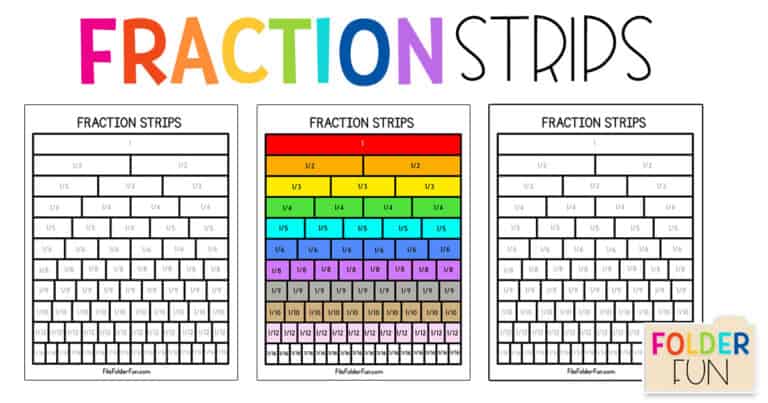 Fraction Strips Printable File Folder Fun