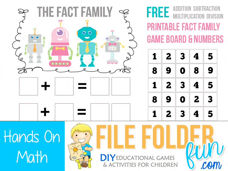 fact family 3rd grade worksheet Game Fun Folder File Family Printable  Fact