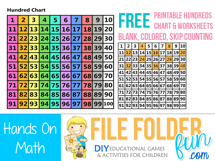 printable hundreds chart file folder fun