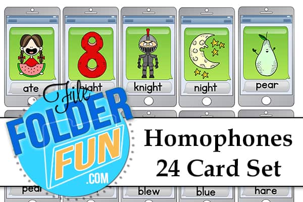 Free Printable Homophones Game File Folder Fun