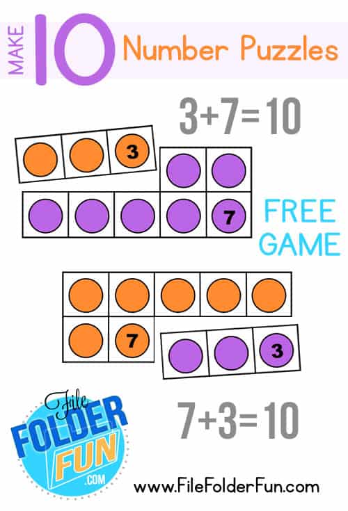 Clean Numbers Adding 1-10 math Centers File Folder Games Kindergarten 