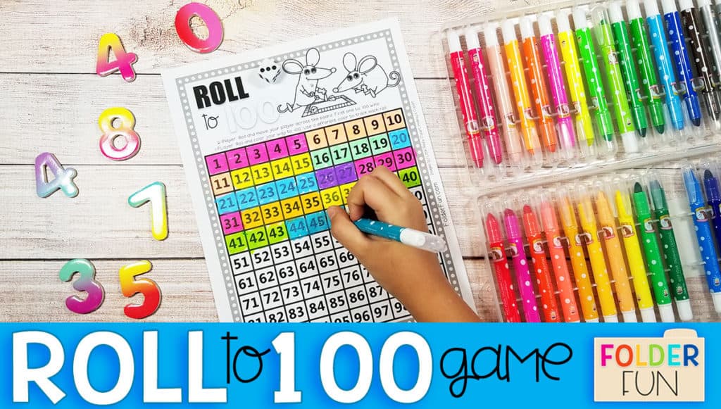 Roll to 100 Game File Folder Fun
