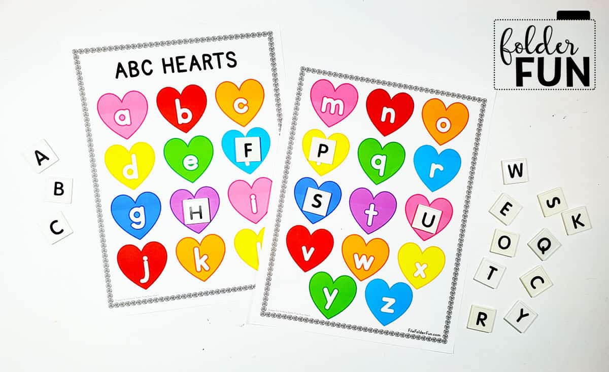 Alphabet Hearts File Folder Game File Folder Fun