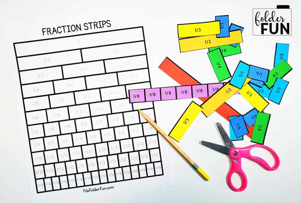 Fraction Strips Printable File Folder Fun