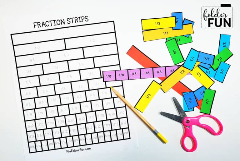 Fraction Strips Printable - File Folder Fun