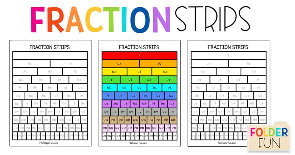 Fraction Strips Printable - File Folder Fun