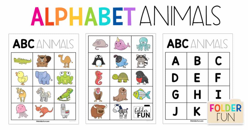 Alphabet Animals File Folder Game File Folder Fun