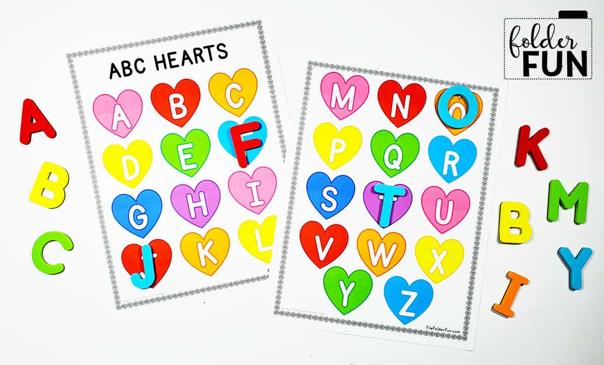 Alphabet Hearts File Folder Game File Folder Fun
