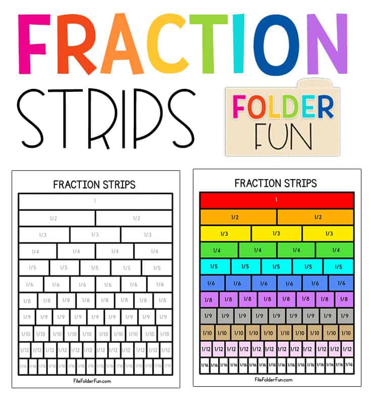 Fraction Strips Printable File Folder Fun Dubitinsider